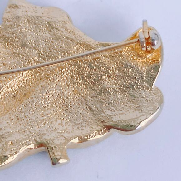 VTG Signed TC Christmas Snowman Enamel Gold Tone Brooch Pin Nostalgic Festive - Picture 8 of 9